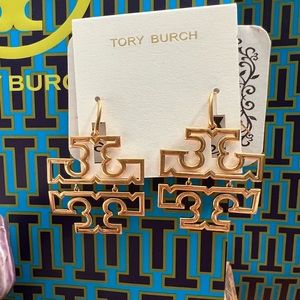 Tory Burch large logo drop earrings